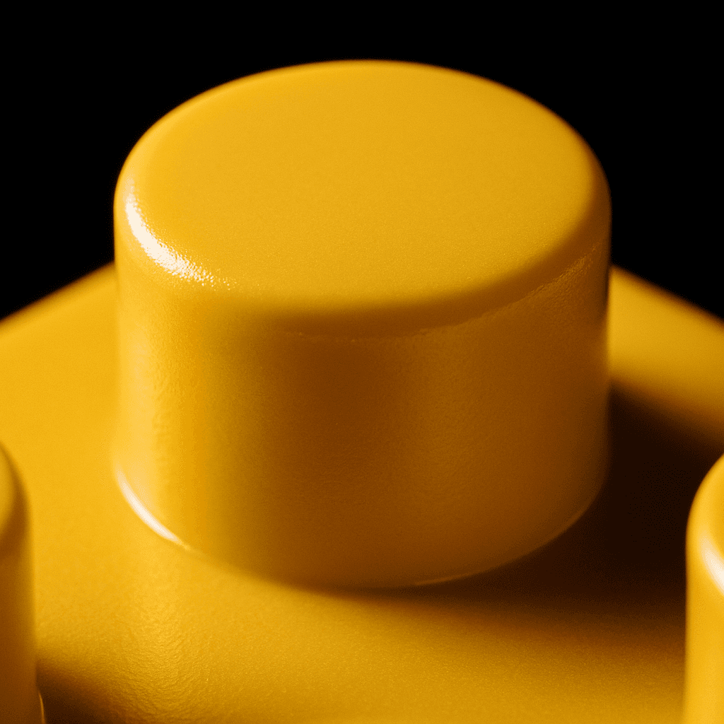 Macro shot of a Lego brick's studs.